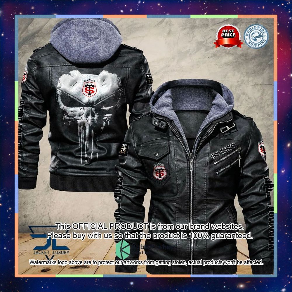 Stade Toulousain Punisher Skull Leather Jacket 3 Stade Toulousain Punisher Skull Leather Jacket word3