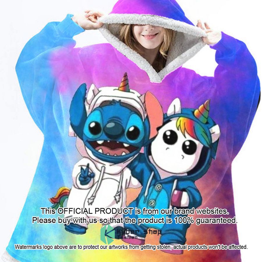 Stitch and Unicorn astronaut Blanket Hoodie