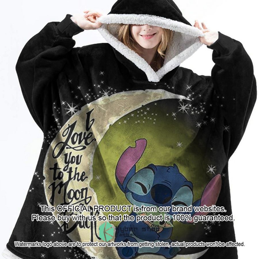 Stitch I love you to the moon and back Blanket Hoodie