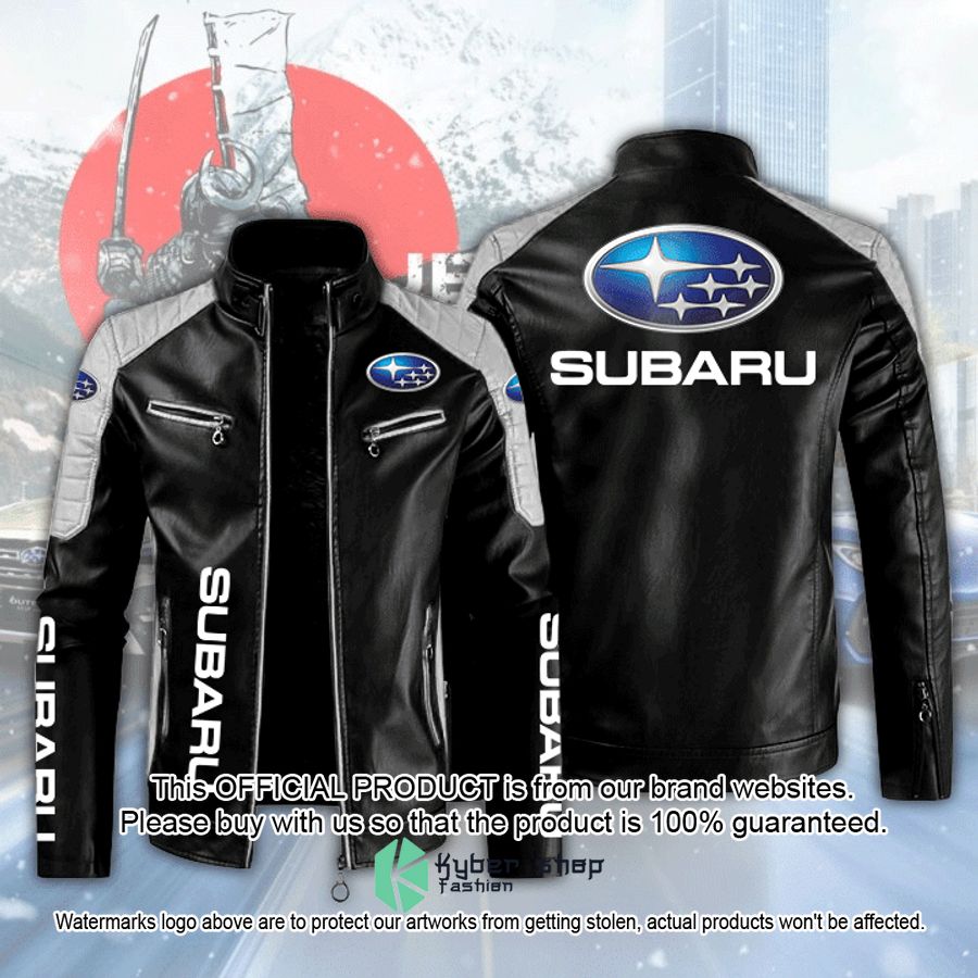 Subaru Motor Block Leather Jacket word1