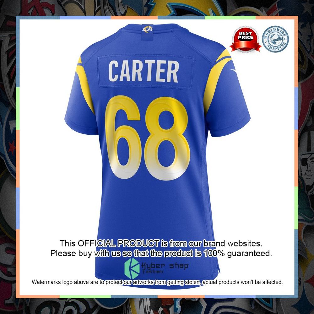T.J. Carter Los Angeles Rams Women's Royal Football Jersey 7 T.J. Carter Los Angeles Rams Women's Royal Football Jersey word3