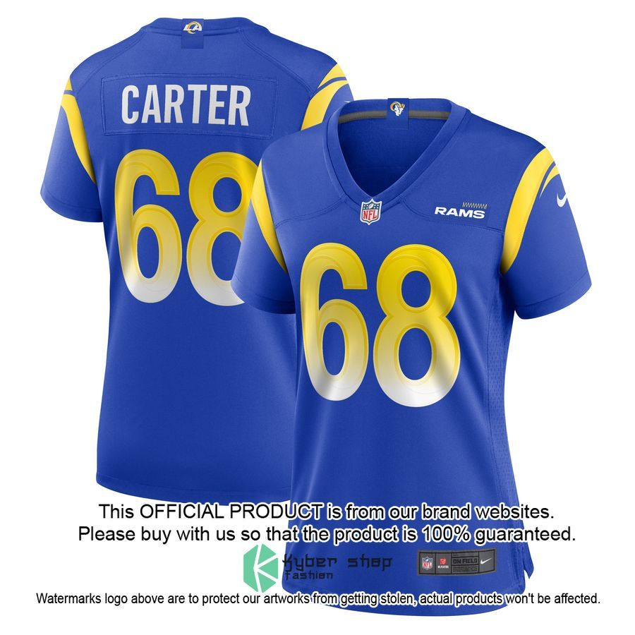 T.J. Carter Los Angeles Rams Women's Royal Football Jersey 4 T.J. Carter Los Angeles Rams Women's Royal Football Jersey word3