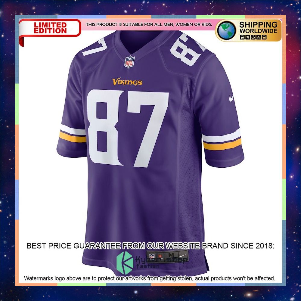 T.J. Hockenson Minnesota Vikings Player Purple Football Jersey 5 T.J. Hockenson Minnesota Vikings Player Purple Football Jersey word1