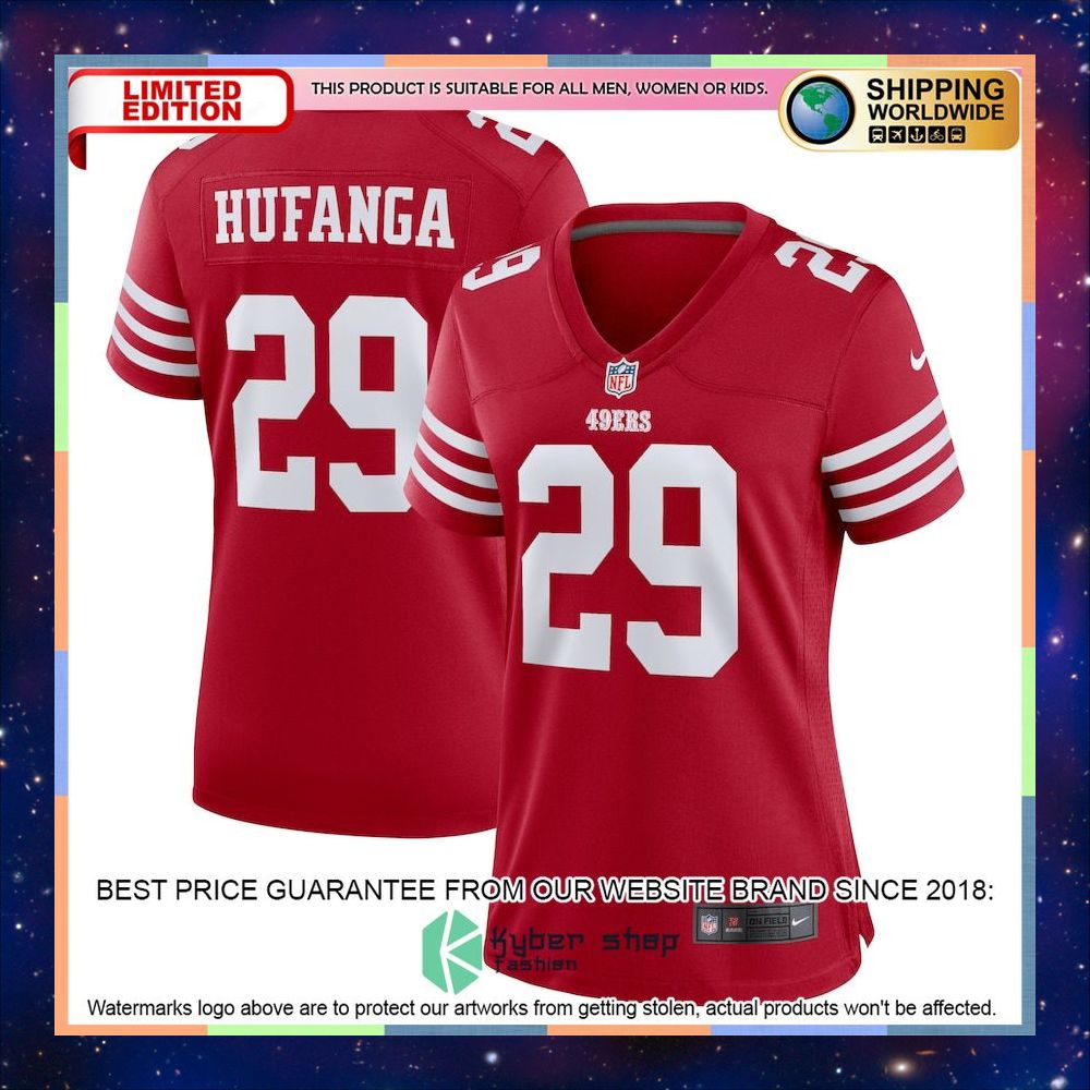 Talanoa Hufanga San Francisco 49ers Women's Player Scarlet Football Jersey 4 Talanoa Hufanga San Francisco 49ers Women's Player Scarlet Football Jersey word3