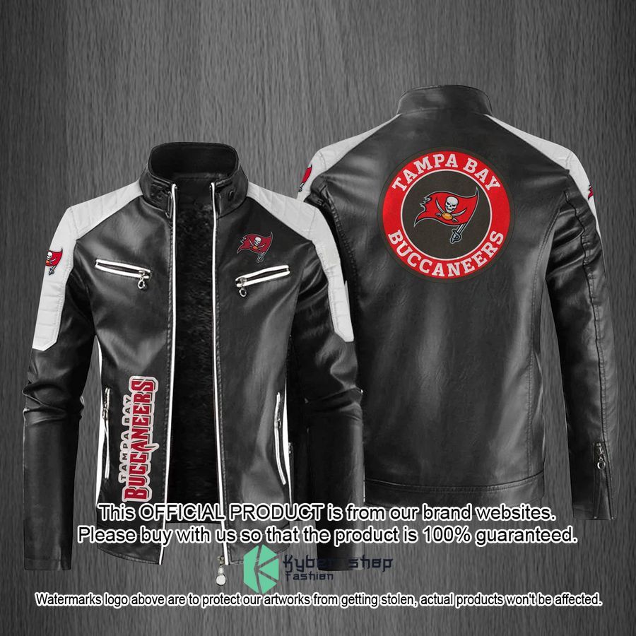 Tampa Bay Buccaneers Motor Block Leather Jacket word3