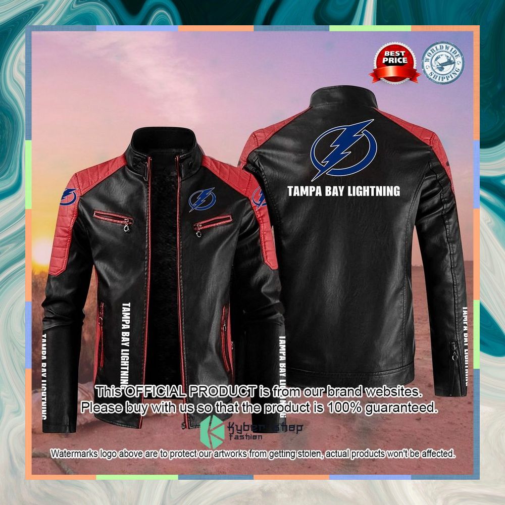 Tampa Bay Lightning Motor Block Leather Jacket 5 Tampa Bay Lightning Motor Block Leather Jacket word1