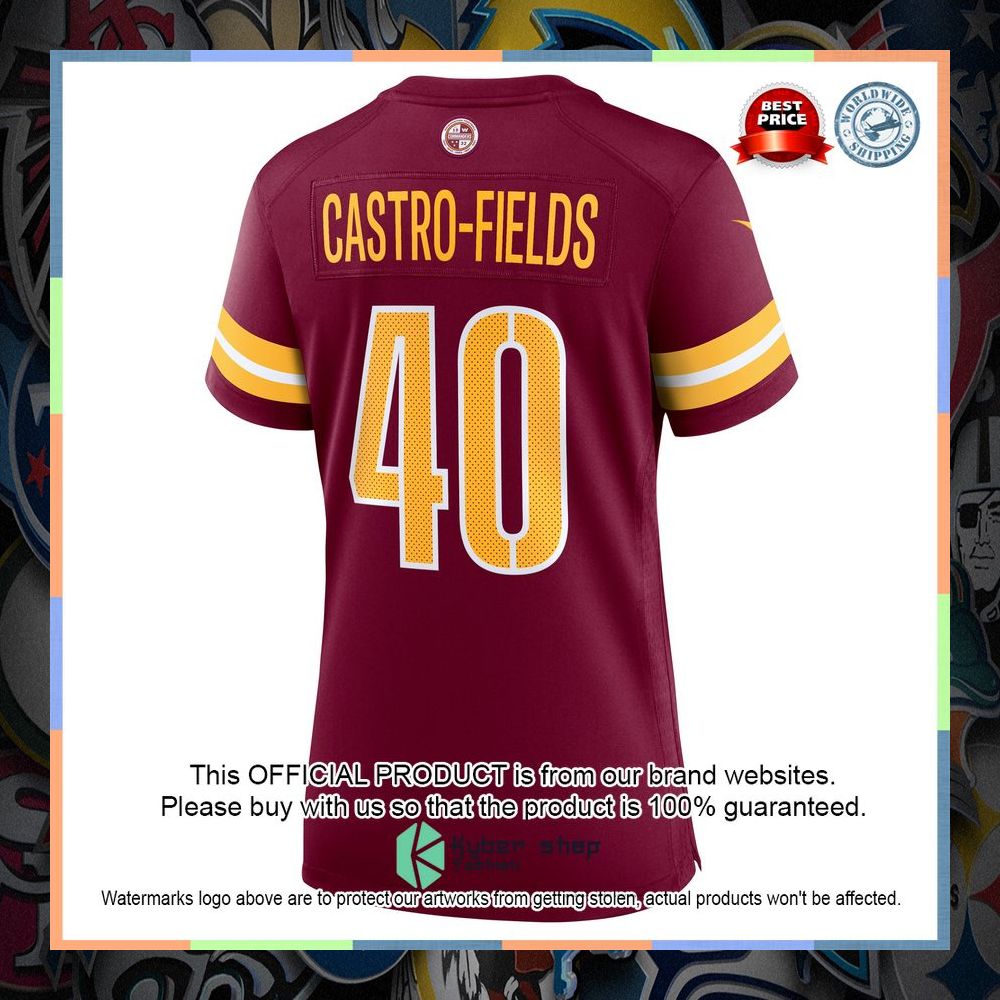 Tariq CastroFields Washington Commanders Women's Burgundy Football Jersey 7 Tariq CastroFields Washington Commanders Women's Burgundy Football Jersey word1