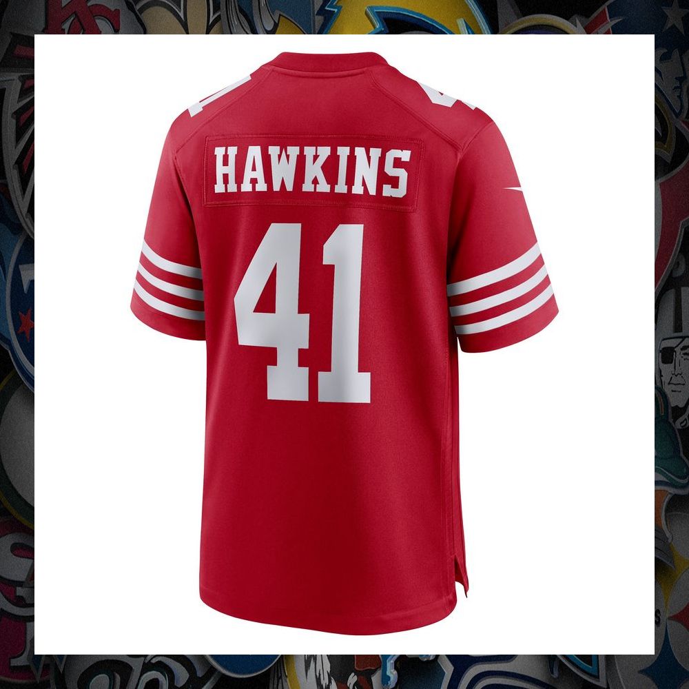 Tayler Hawkins San Francisco 49ers Scarlet Football Jersey 7 Tayler Hawkins San Francisco 49ers Scarlet Football Jersey word2