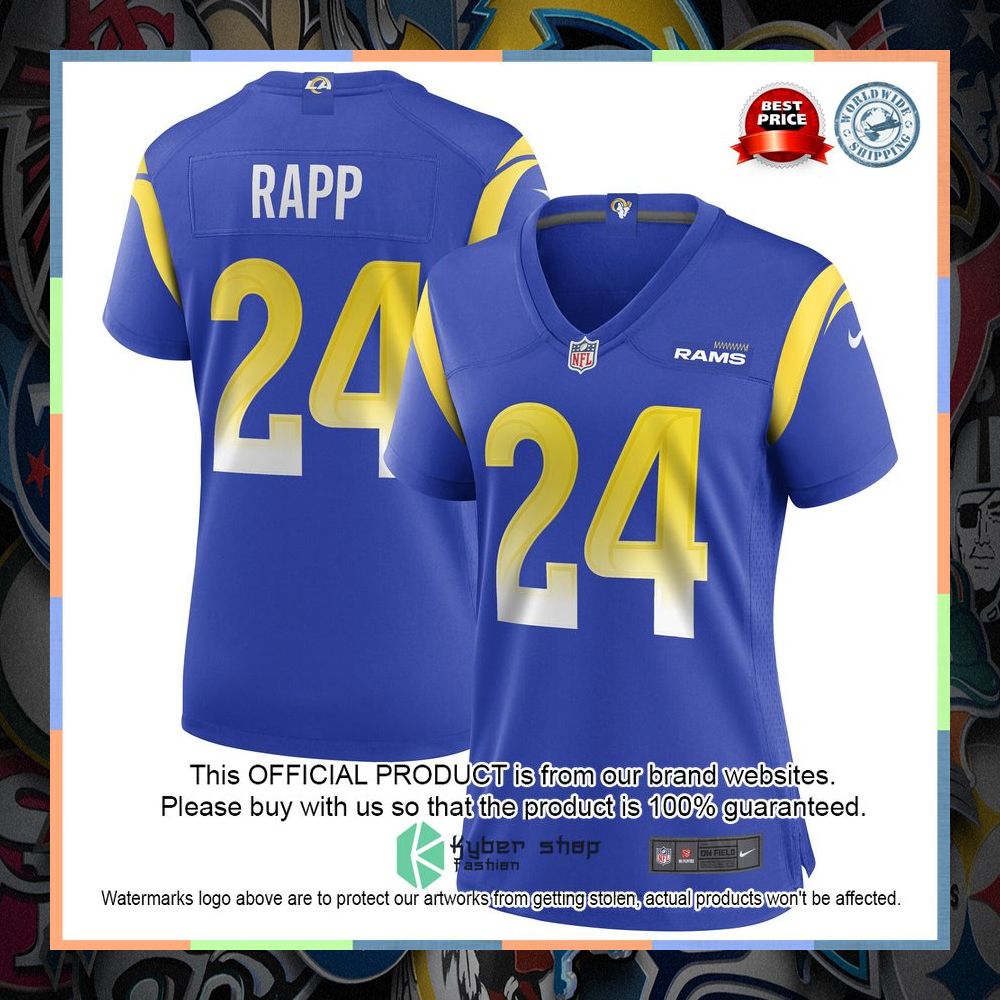 Taylor Rapp Los Angeles Rams Women's Royal Football Jersey 5 Taylor Rapp Los Angeles Rams Women's Royal Football Jersey word1