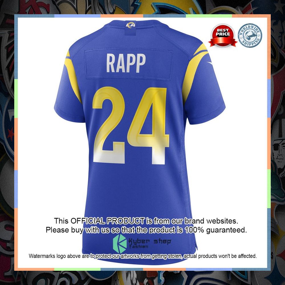 Taylor Rapp Los Angeles Rams Women's Royal Football Jersey 7 Taylor Rapp Los Angeles Rams Women's Royal Football Jersey word1