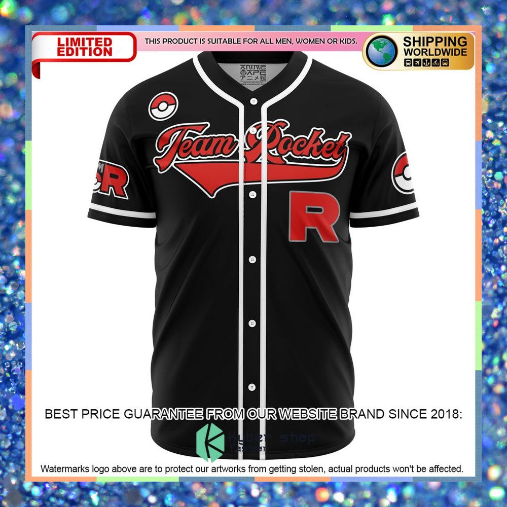 Team Rocket Grunt Black Pokemon Baseball Jersey 5 Team Rocket Grunt Black Pokemon Baseball Jersey word1