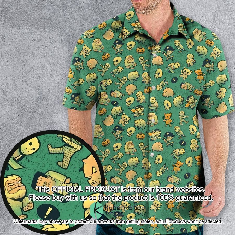 Terror Attack Cute Horror Characters Halloween Hawaiian Shirt