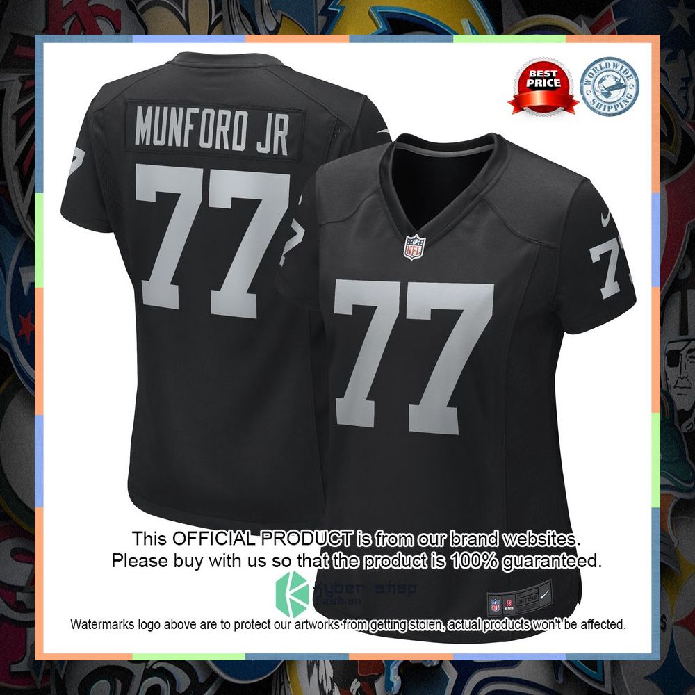 Thayer Munford Jr. Las Vegas Raiders Women's Black Football Jersey 5 Thayer Munford Jr. Las Vegas Raiders Women's Black Football Jersey word2