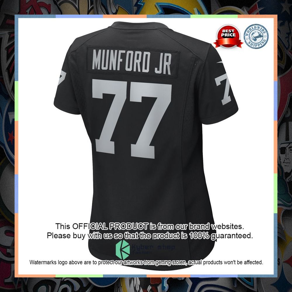 Thayer Munford Jr. Las Vegas Raiders Women's Black Football Jersey 7 Thayer Munford Jr. Las Vegas Raiders Women's Black Football Jersey word2