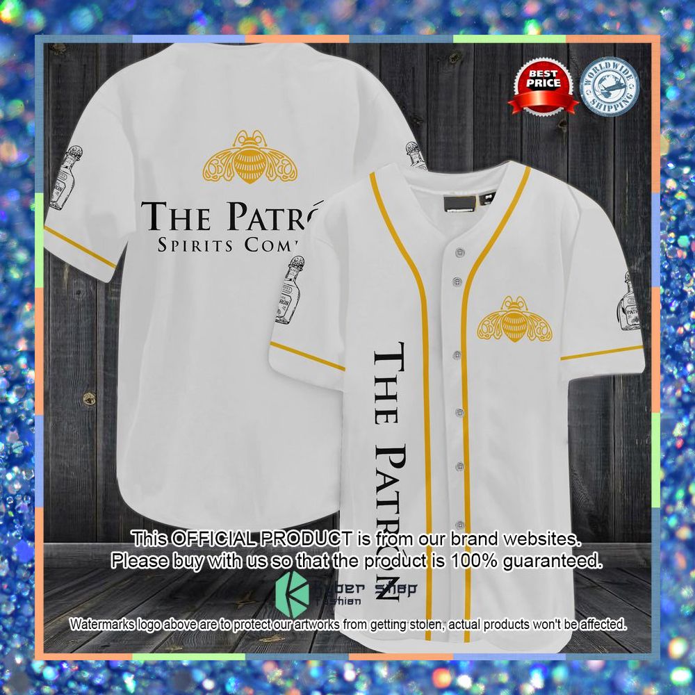 The Patron logo white Baseball Jersey 3 The Patron logo white Baseball Jersey word1