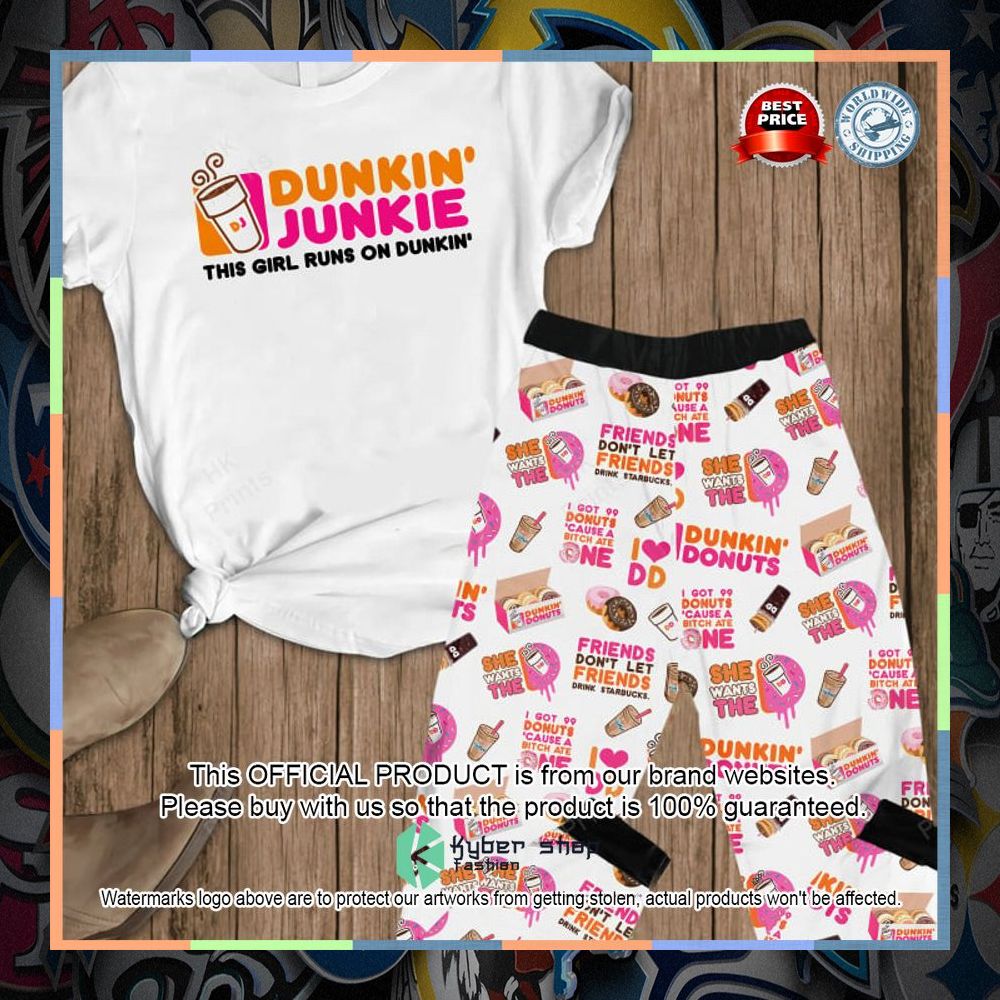 This Girl Runs On Dunkin' Pajamas Set 4 This Girl Runs On Dunkin' Pajamas Set word1
