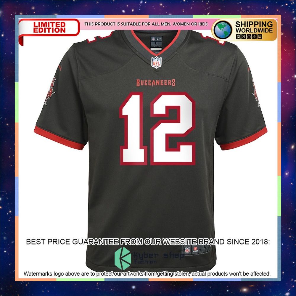 Tom Brady Tampa Bay Buccaneers Youth Alternate Pewter Football Jersey 5 Tom Brady Tampa Bay Buccaneers Youth Alternate Pewter Football Jersey word1