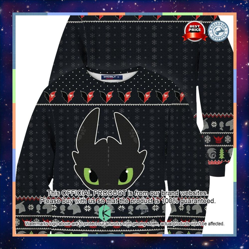Toothless black Christmas Sweater 3 Toothless black Christmas Sweater word1