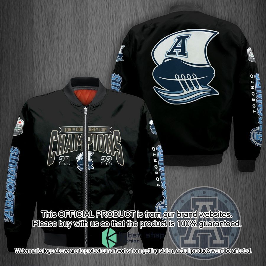 Toronto Argonauts Champions 2022 Black Bomber Jacket word2