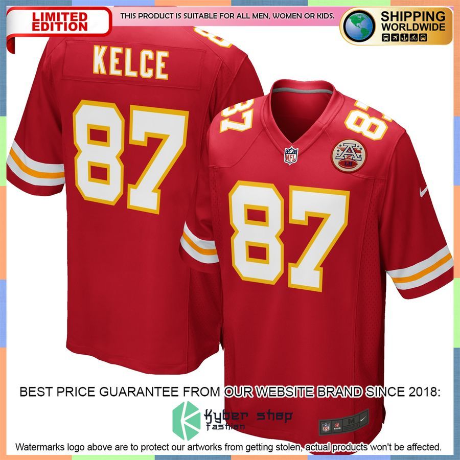 Travis Kelce Kansas City Chiefs Team Red Football Jersey