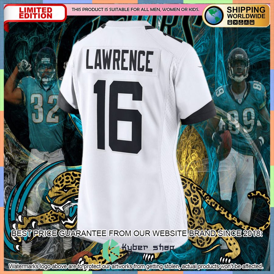 Trevor Lawrence Jacksonville Jaguars Women's 2021 NFL Draft First Round Pick White Football Jersey 6 Trevor Lawrence Jacksonville Jaguars Women's 2021 NFL Draft First Round Pick White Football Jersey word3