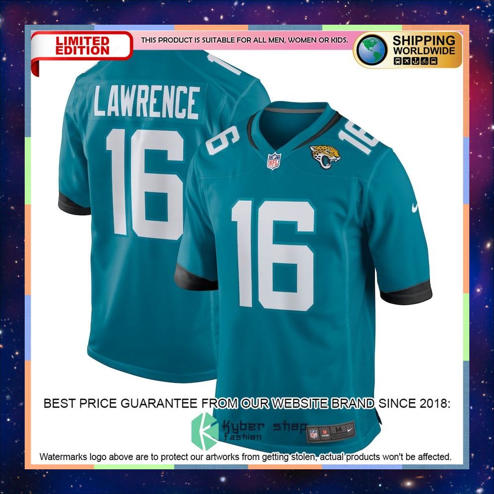 Trevor Lawrence Jacksonville Jaguars Youth Teal Football Jersey 4 Trevor Lawrence Jacksonville Jaguars Youth Teal Football Jersey word3