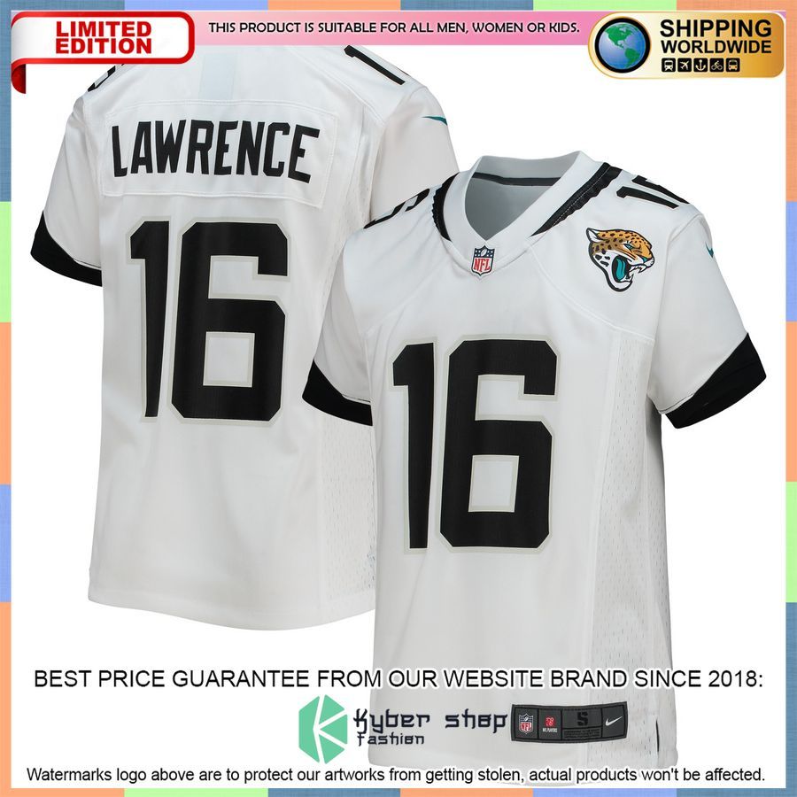 Trevor Lawrence Jacksonville Jaguars Youth White Football Jersey
