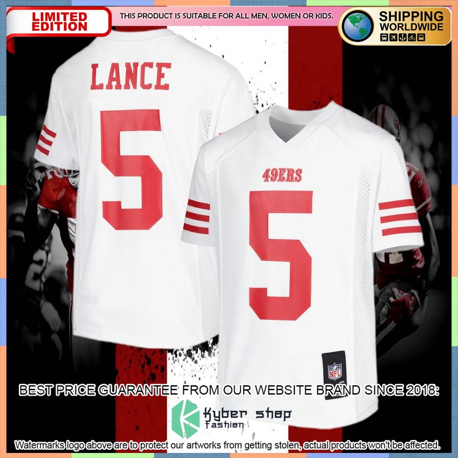 Trey Lance San Francisco 49ers Youth Team Replica White Football Jersey 4 Trey Lance San Francisco 49ers Youth Team Replica White Football Jersey word1