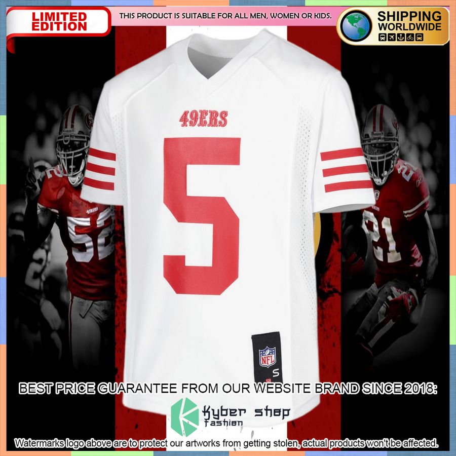 Trey Lance San Francisco 49ers Youth Team Replica White Football Jersey 5 Trey Lance San Francisco 49ers Youth Team Replica White Football Jersey word1