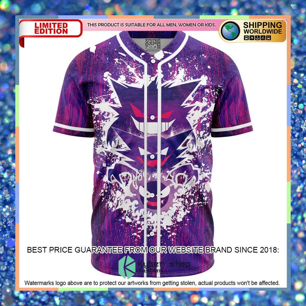 Trippy Ghostly Evolution Ghastly Haunter Gengar Pokemon Baseball Jersey 4 Trippy Ghostly Evolution Ghastly Haunter Gengar Pokemon Baseball Jersey word2