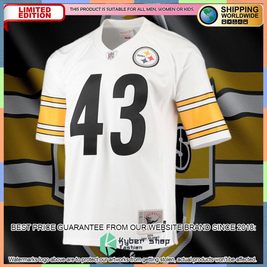 Troy Polamalu Pittsburgh Steelers Mitchell & Ness 2005 Legacy Replica White Football Jersey 5 Troy Polamalu Pittsburgh Steelers Mitchell & Ness 2005 Legacy Replica White Football Jersey word1