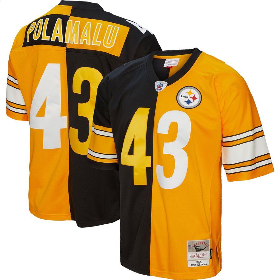Troy Polamalu Pittsburgh Steelers Mitchell & Ness 2005 Split Legacy Replica Black Gold Football Jersey