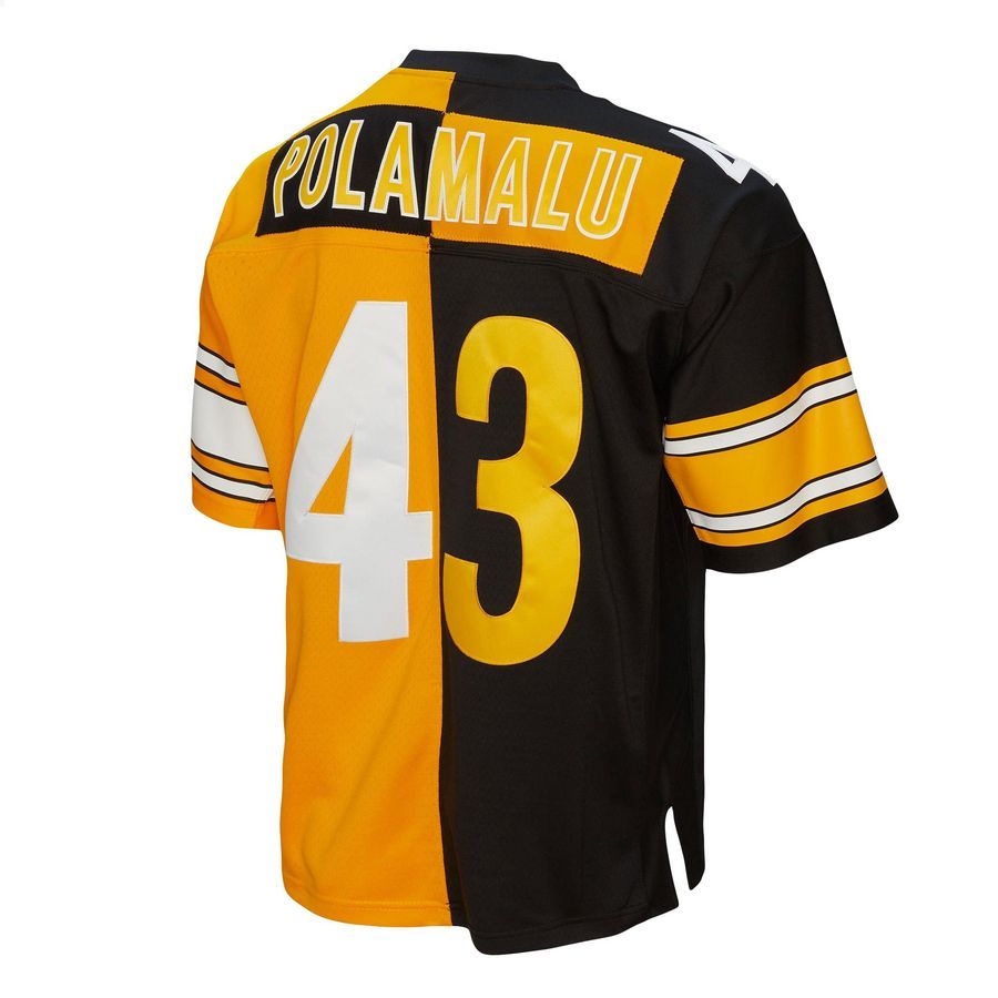 Troy Polamalu Pittsburgh Steelers Mitchell & Ness 2005 Split Legacy Replica Black Gold Football Jersey 3 Troy Polamalu Pittsburgh Steelers Mitchell & Ness 2005 Split Legacy Replica Black Gold Football Jersey word3