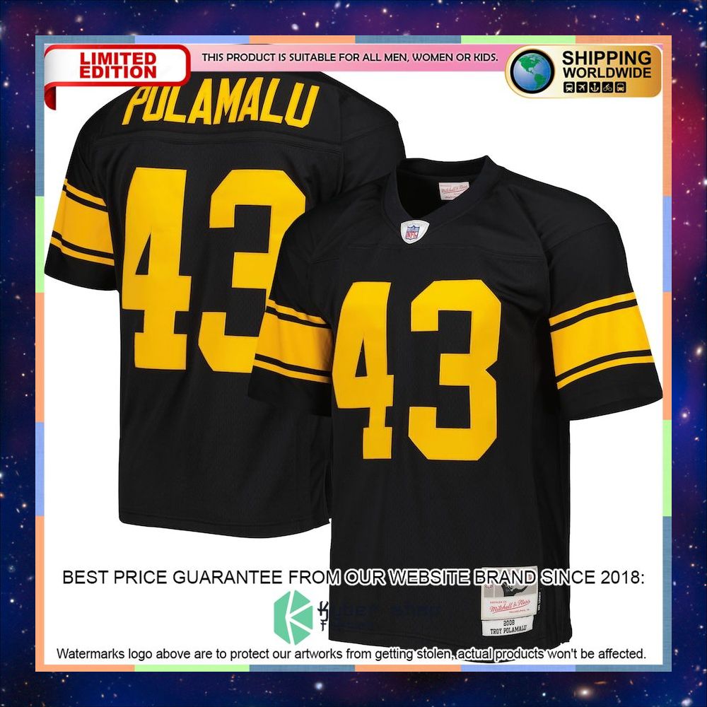 Troy Polamalu Pittsburgh Steelers Mitchell & Ness Alternate 2008 Legacy Replica Black Football Jersey 4 Troy Polamalu Pittsburgh Steelers Mitchell & Ness Alternate 2008 Legacy Replica Black Football Jersey word2