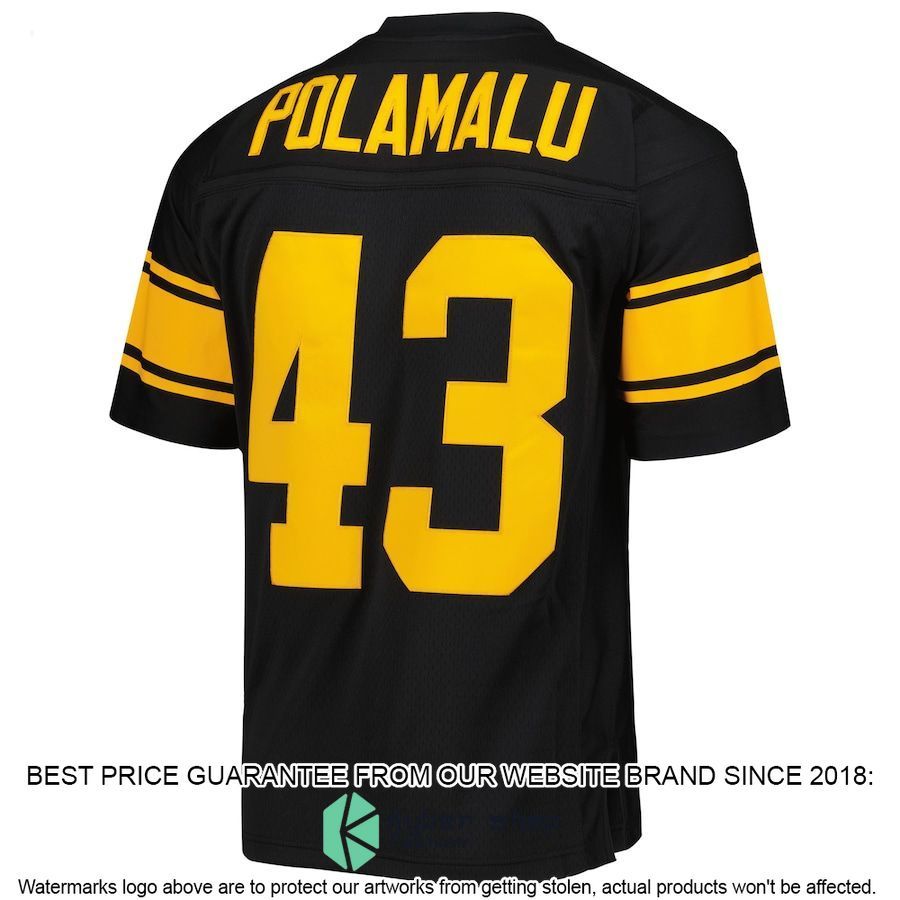Troy Polamalu Pittsburgh Steelers Mitchell & Ness Alternate 2008 Legacy Replica Black Football Jersey 3 Troy Polamalu Pittsburgh Steelers Mitchell & Ness Alternate 2008 Legacy Replica Black Football Jersey word2