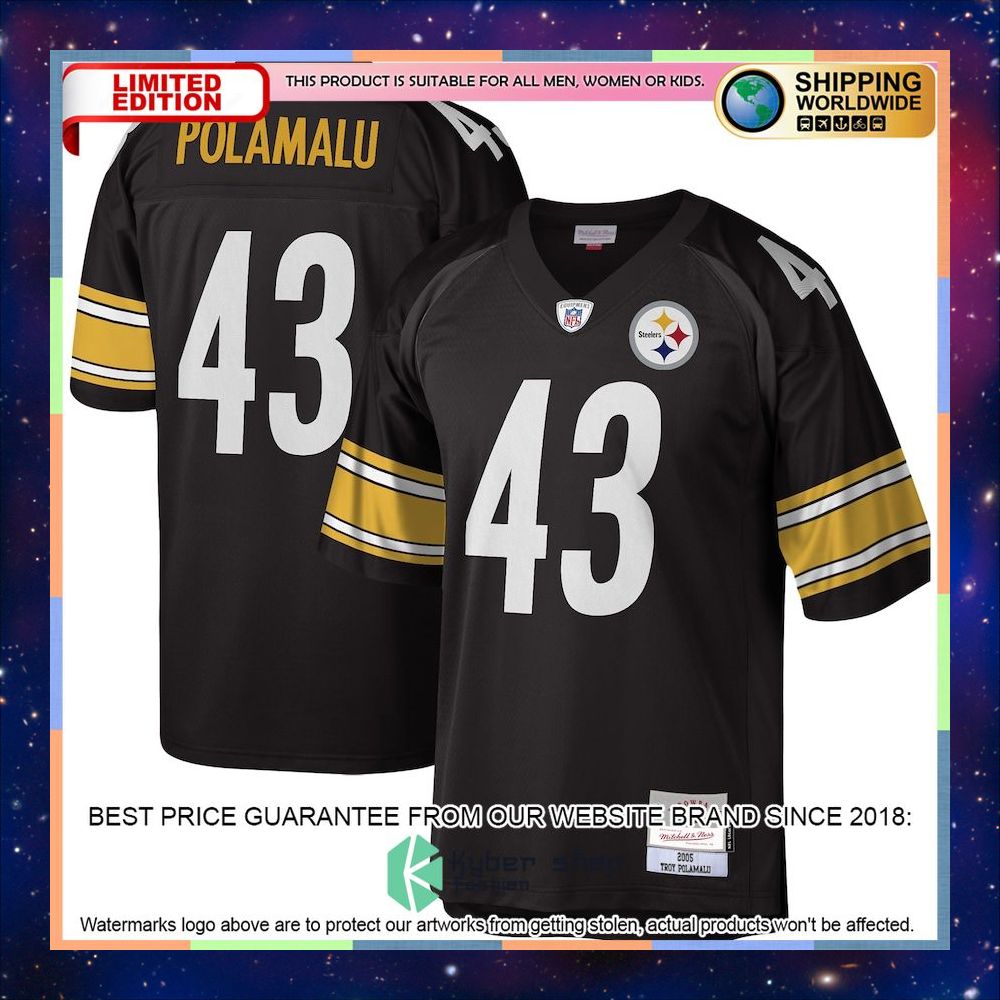 Troy Polamalu Pittsburgh Steelers Mitchell & Ness Legacy Replica Black Football Jersey 4 Troy Polamalu Pittsburgh Steelers Mitchell & Ness Legacy Replica Black Football Jersey word1