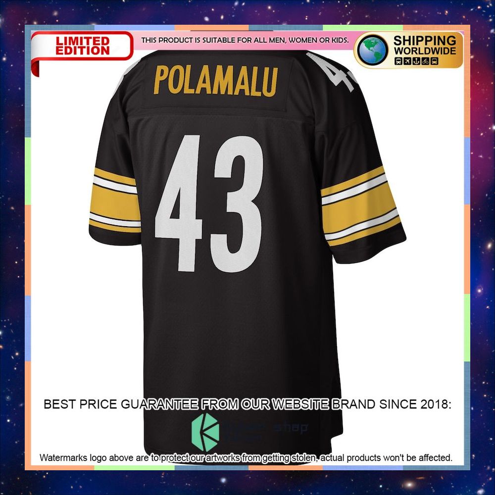 Troy Polamalu Pittsburgh Steelers Mitchell & Ness Legacy Replica Black Football Jersey 6 Troy Polamalu Pittsburgh Steelers Mitchell & Ness Legacy Replica Black Football Jersey word1