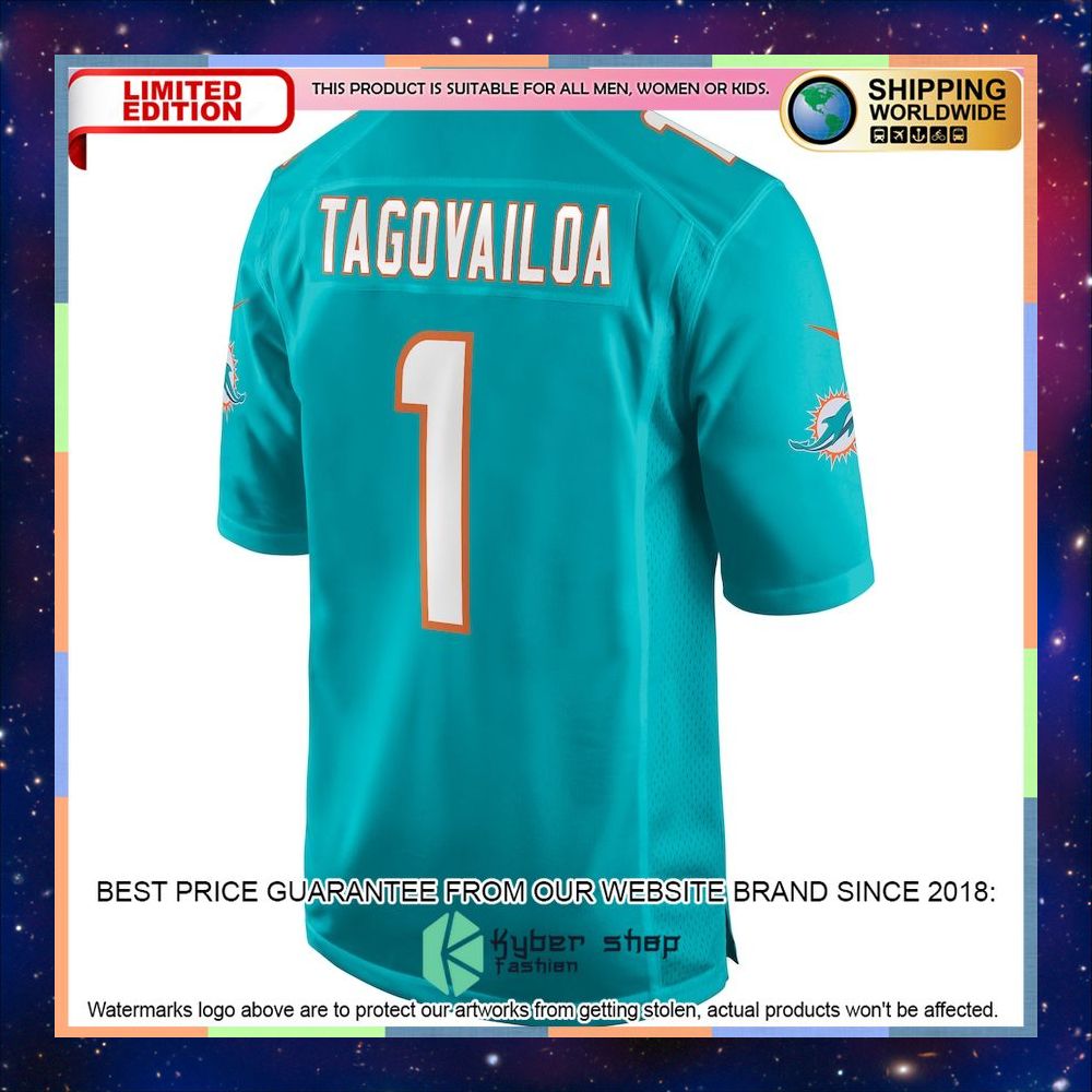 Tua Tagovailoa Miami Dolphins Aqua Football Jersey 6 Tua Tagovailoa Miami Dolphins Aqua Football Jersey word1