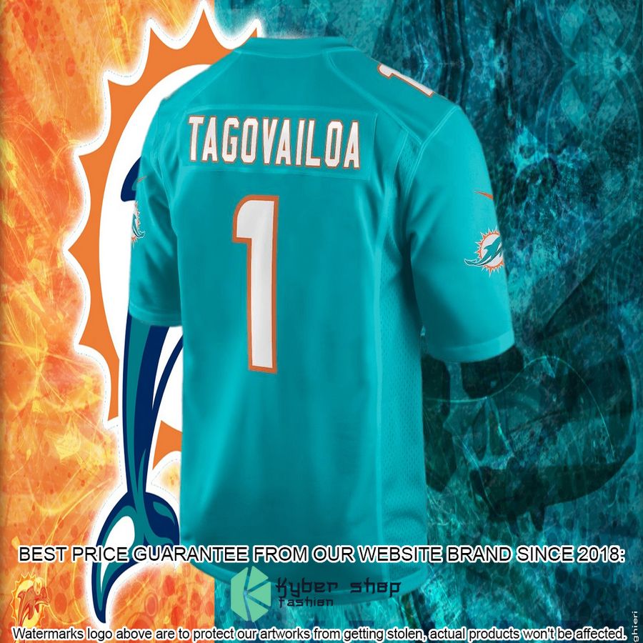 Tua Tagovailoa Miami Dolphins Aqua Football Jersey 3 Tua Tagovailoa Miami Dolphins Aqua Football Jersey word1