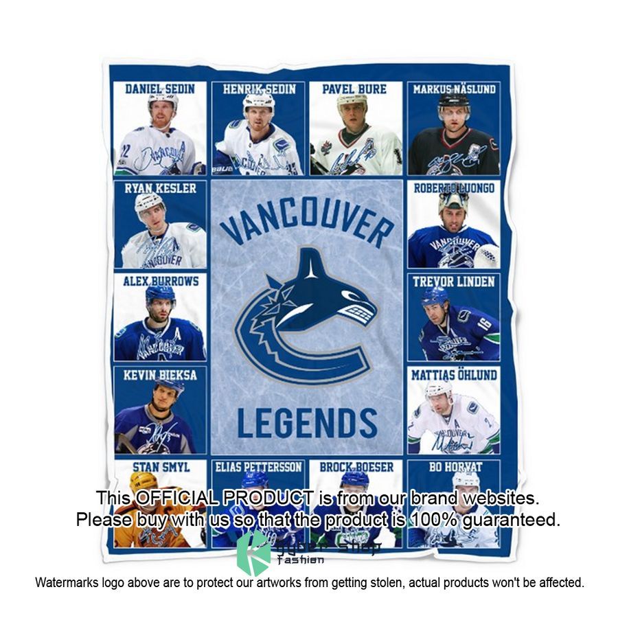 Vancouver Canucks Legends Players NHL Blanket word2