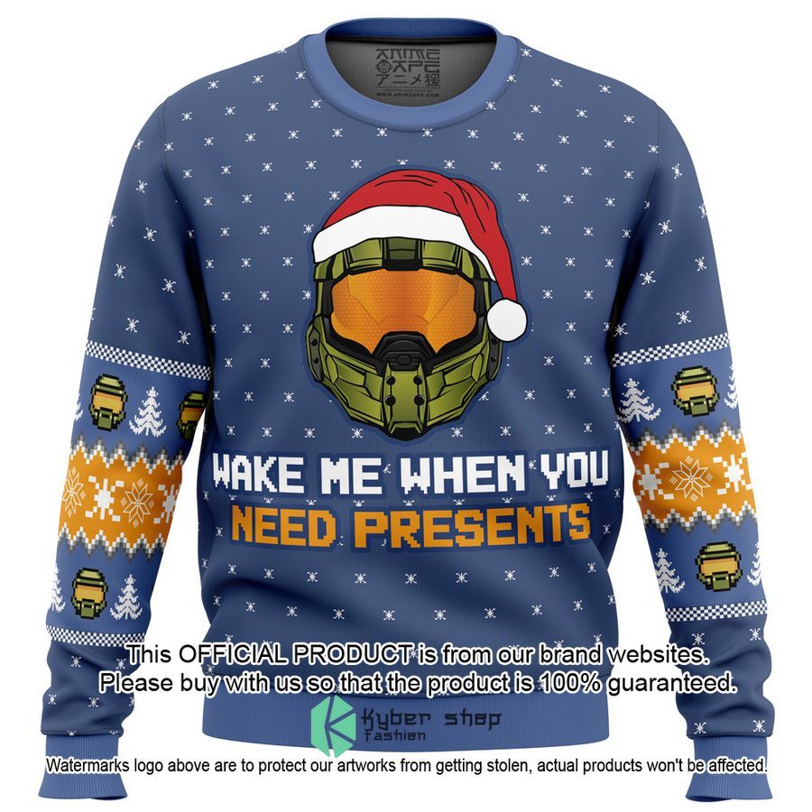 Wake Me When You Need Presents Halo Ugly Christmas Sweater