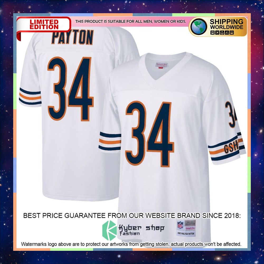 Walter Payton Chicago Bears Mitchell & Ness Legacy Replica White Football Jersey 4 Walter Payton Chicago Bears Mitchell & Ness Legacy Replica White Football Jersey word2