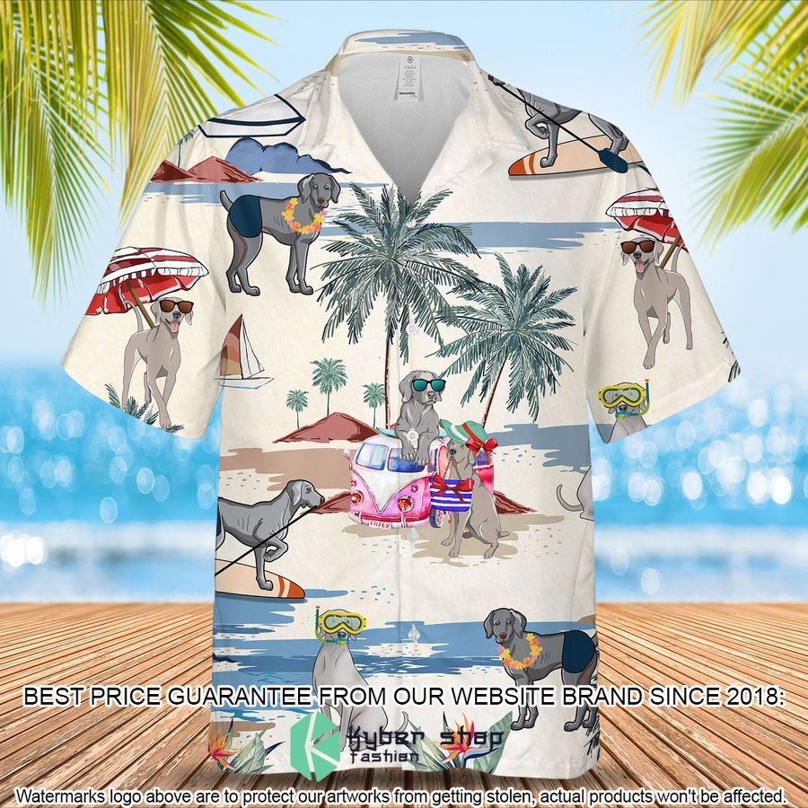 Weimaraner Summer Beach Hawaiian Shirt