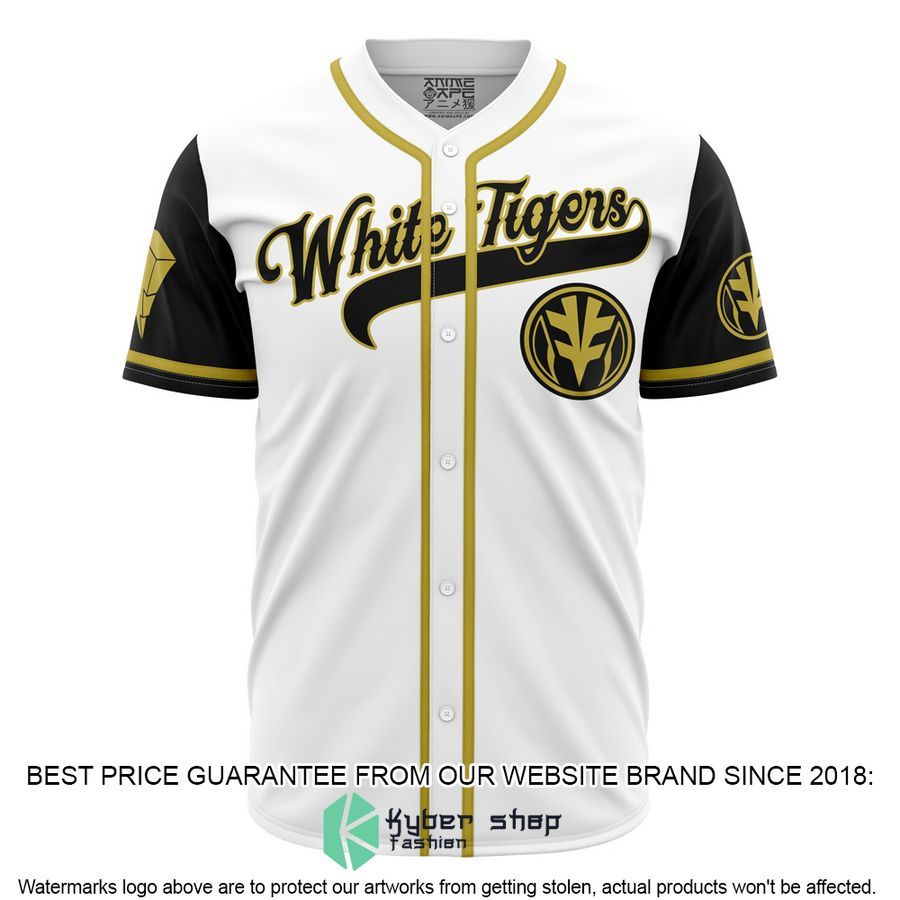 White Tigers White Power Rangers Baseball Jersey word3