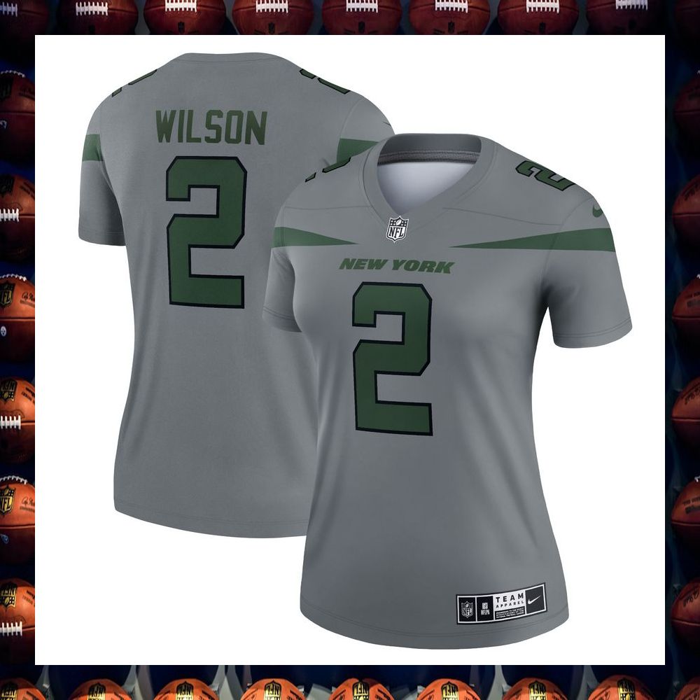 Zach Wilson New York Jets Women's Inverted Legend Gray Football Jersey 4 Zach Wilson New York Jets Women's Inverted Legend Gray Football Jersey word1