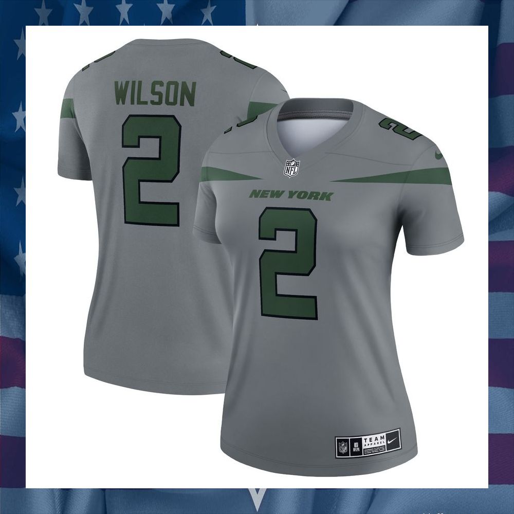 Zach Wilson New York Jets Women's Inverted Legend Gray Football Jersey 8 Zach Wilson New York Jets Women's Inverted Legend Gray Football Jersey word1