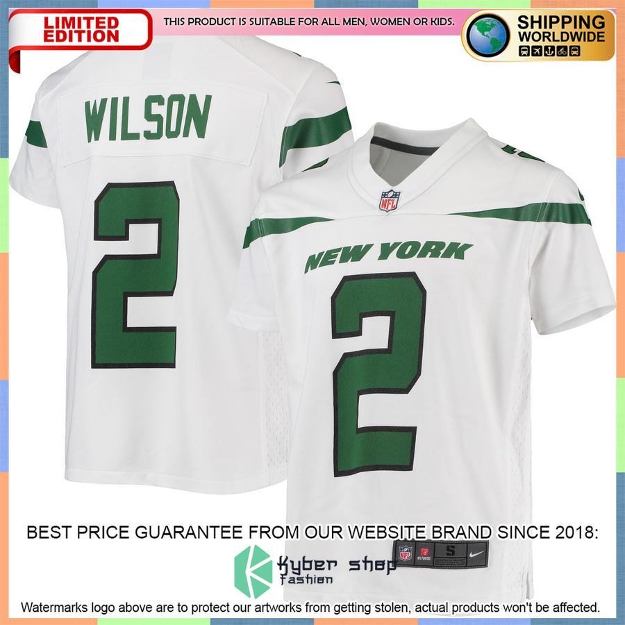 Zach Wilson New York Jets Youth White Football Jersey