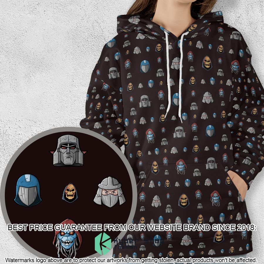 80s Cartoon Villains Pattern Hoodie