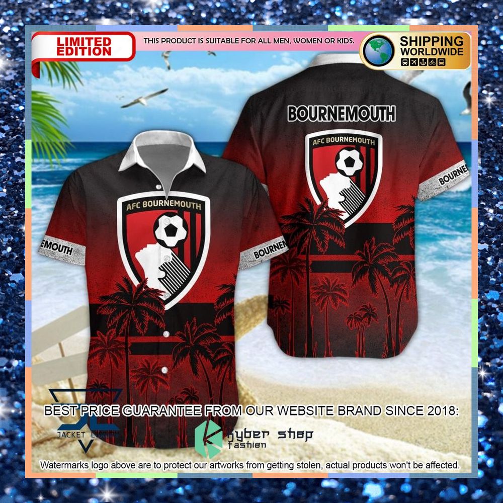 A.F.C. Bournemouth palm tree black Hawaiian Shirt, Shorts 3 A.F.C. Bournemouth palm tree black Hawaiian Shirt, Shorts word3