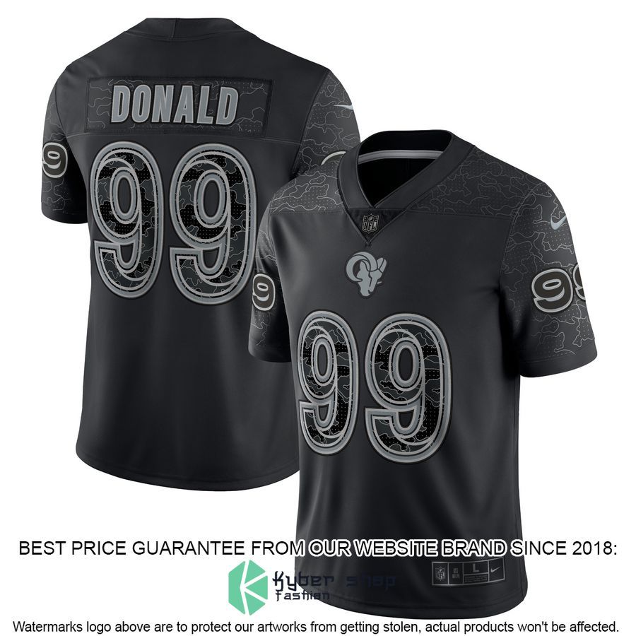 Aaron Donald Los Angeles Rams RFLCTV Black Football Jersey